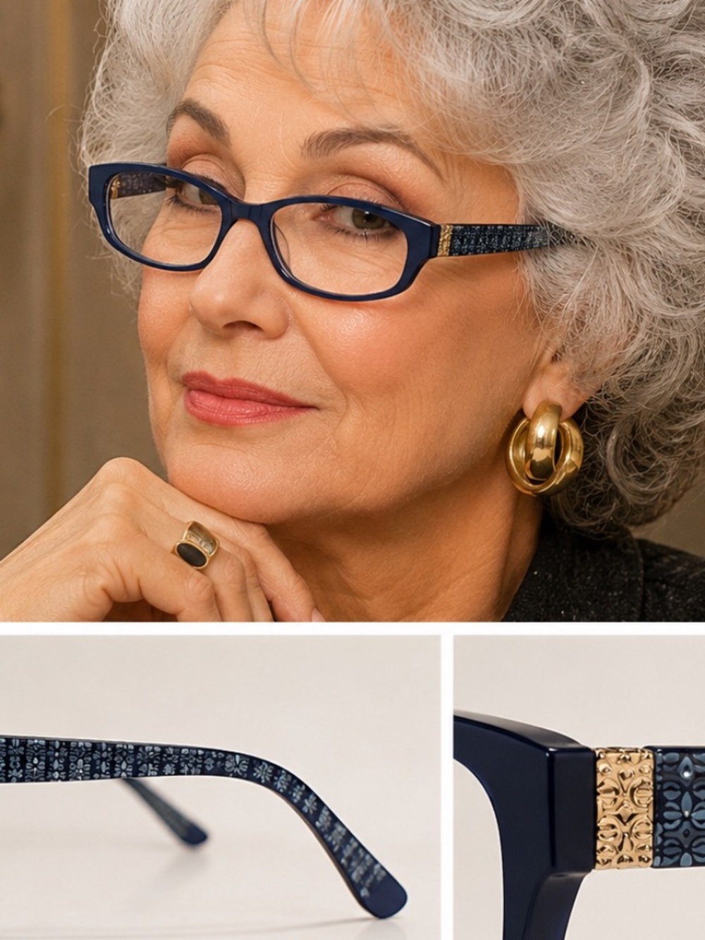 Foster Grant Reading Glasses +1.25 Fashion Metal Frame Blue